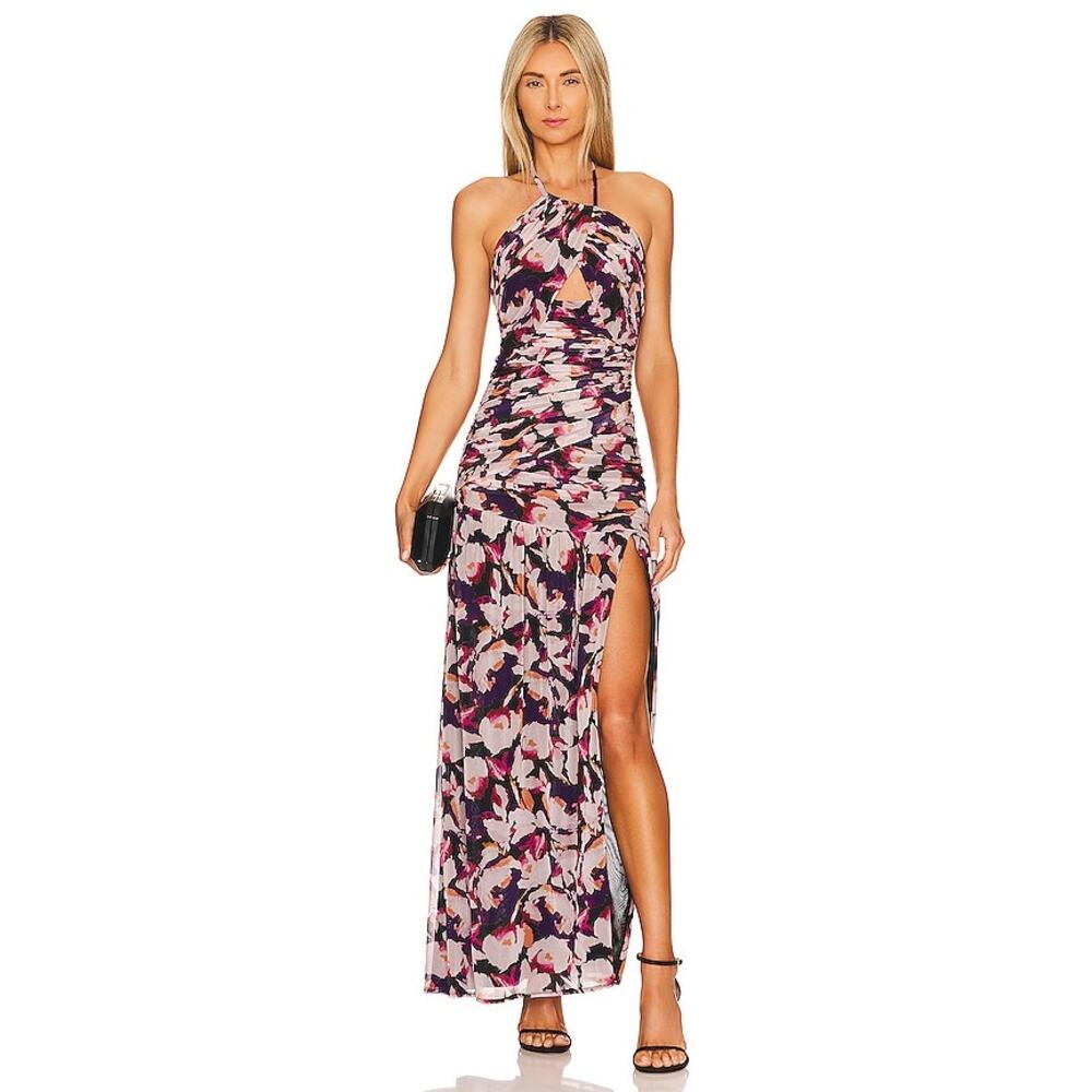 Nicholas Floral Micaela Halter Neck Gown Maxi Dress Size 2